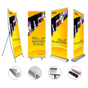 Publicidade ao ar livre Roll Up Banners Banner De Vinil Impresso Em PVC Com Impressão Dupla Face Movendo Roll Up Banner Horizontal Stand