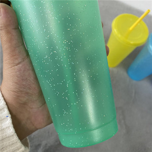 USA 16oz 24oz glitter Reusable Frosted plastic LGBT <strong>Pride</strong> PP pack of 5 glitter summer coffee tumblers for cold water drinks - Product Image 3