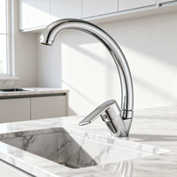 Robinet moderne à bec de cygne en alliage de zinc, avec cartouche céramique, adapté aux robinets d'eau chaude et froide pour éviers de cuisine