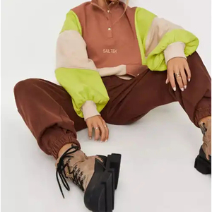 <span class=keywords><strong>Felpa</strong></span> <span class=keywords><strong>con</strong></span> Cappuccio in Cotone Streetwear Color Block Personalizzata <span class=keywords><strong>con</strong></span> <span class=keywords><strong>Bottoni</strong></span> per Donna - Product Image 4