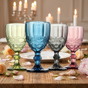 Elegant Vintage Embossed Reusable Glass <b>Wine</b> <b>Goblets</b> for Wedding Boutique Hotels & Fine Dining Customized Modern Wedding Gift - Product Image 6
