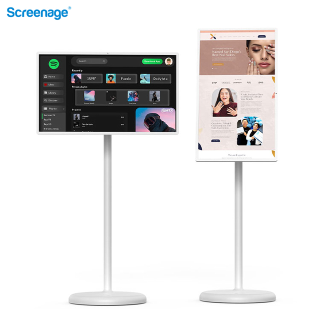 21.5 27 32 Inch White Portable Android 12 Smart TV with 2K/4K Capacitive Touch Screen Tablet Wireless WiFi Movable Display