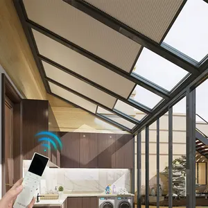 Ngang nhà mái cửa sổ hướng dẫn sử dụng/cơ giới trang trí màn không thấm nước Skylight Rèm Rèm Con lăn rèm cửa sổ trần nhà