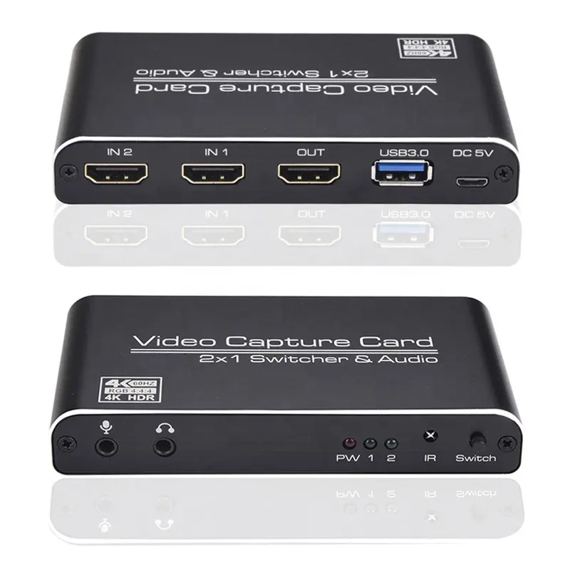 4K 60 Гц 1080P 60fps Карта видеозахвата Hdmi переключатель 2x1 и аудио R/L на USB 3,0 с выходом