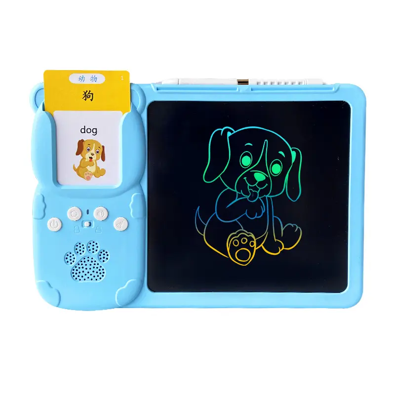 휴대용 2 in 1 어린이 조기 교육 학습 플래시 카드 어린이를위한 LCD 쓰기 태블릿 낙서 보드 크리스마스 선물