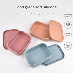 Mới Tươi Giữ Tối Giản 501-800Ml Silicone Microwaveable Heatable 3-Ngăn Đặc Biệt Kín Xách Tay Hộp Ăn Trưa Cho - Product Image 1