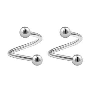 Pendientes de acero inoxidable con forma de S para la oreja, en varios colores, para piercing de moda. - Product Image 3