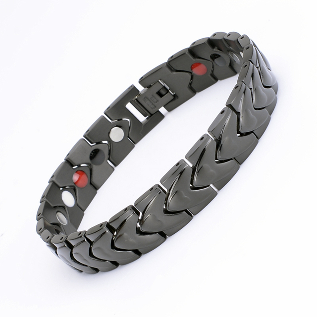 Customized logo Magnetic Therapy Stainless Steel Jewelry Titanium Sports Energy Balance Health Negative Ion Energy Bracelet