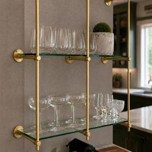 Étagère murale en laiton massif pour bistrot, support de rangement pour bar, cuisine et salle de bain, présentoir personnalisé pour la maison - Product Image 6