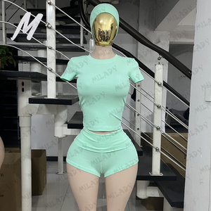 Crea il Tuo Brand di Abbigliamento Estivo da <span class=keywords><strong>Donna</strong></span> 2025: Set di Pantaloncini a Due Pezzi Pieghevoli, Abbigliamento Casual da <span class=keywords><strong>Donna</strong></span>, Completo Corto 100% Cotone - Product Image 5