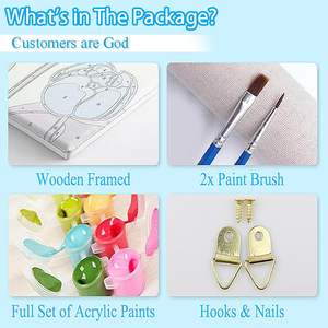 SONGWOOART Paquete de 4 Cuadros de 8x8 Pulgadas con Animales Marinos Adorables, Pintura Acrílica por Números para Decoración de Paredes - Product Image 5