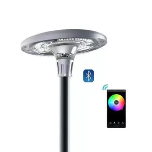 Sıcak satış kişiselleştirilmiş yol dekoratif ip65 alüminyum yuvarlak açık rgb led güneş enerjili lamba bahçe lambası yard ufo hepsi bir arada