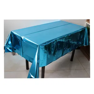 中国工厂的浅蓝色纯色铝箔桌布用于婴儿淋浴婚礼装饰