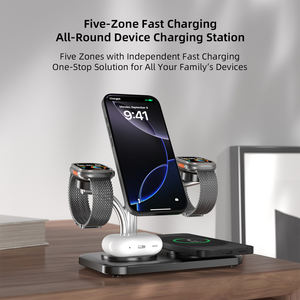 Estación de Carga Rápida <span class=keywords><strong>5</strong></span> en 1 de 15W, <span class=keywords><strong>Cargador</strong></span> Magnético Multidispositivo con Auriculares, Reloj Inteligente y Almohadillas para Hogar y Oficina, Venta al por Mayor - Product Image 3