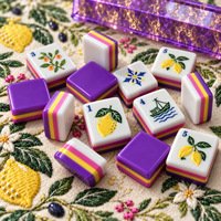 Tuiles de Mahjong Américaines Violettes Lemon Garden, 160 Pièces, Jeu de Mahjong en Acrylique de Luxe, Art du Jardin