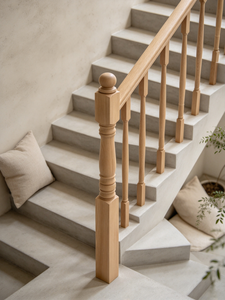 Wood <b>Stair</b> Newel Post With Ball Top Traditional Style For <b>Stair</b> <b>Railings</b> Handrails - Product Image 2