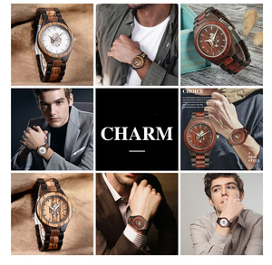 YS5580 Vintage Soul Reloj de madera <span class=keywords><strong>con</strong></span> diseño de cara de madera de cebra Acabado degradado suave Dial de puntero de movimiento de cuarzo simple - Product Image 6