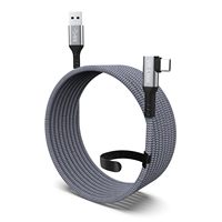 Cable de Extensión USB a Tipo-C en Ángulo Recto de 90 Grados, 5 Metros, 3A, Carga Rápida, Trenzado, Blindado de Nailon, para Datos, Cámara, VR, para Computadora