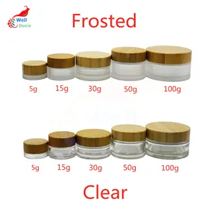Frost Glass Dropper Bottle Bamboo Cosmetics Packaging Set 30ml 50g 100ml Frosted Glass Spray Lotion Pump Dropper Bottles And Cream Jars With Bamboo Lid