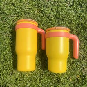 Vaso de acero inoxidable para niños de 14oz/17oz con asa Botella de agua recubierta de polvo para niño y niña con tapa de asa a prueba de fugas - Product Image 2