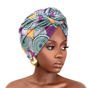 Turban d'été ethnique tendance, foulard africain imprimé, bandana protège-cheveux, bonnets élastiques noués - Product Image 6