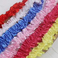 Bordure en dentelle élastique à volants en satin mélangé de polyester de 4 cm (1,6 pouce) pour textiles de maison, rideaux et couture DIY