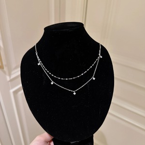 Collar de Plata de Ley S925 con Doble Capa de Mariposas con Incrustaciones de Diamantes, Simple, Versátil, de Lujo de Alta Gama - Product Image 2