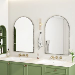 Arched Wall Mirror Silver Frame For Bathroom <b>Vanity</b> Living Room <b>Bedroom</b> Entryway Decor - Product Image 3