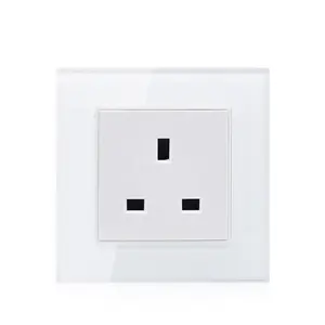 Smartdust British Glass Panel 3 Pin UK Power Point Electric Wall Plug Socket