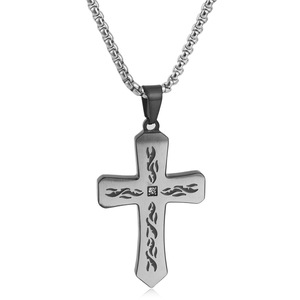 Stainless Steel <b>Cross</b> Pendant Necklace Unisex Geometric Design Two Tone Color Fashion Jewelry 23041 - Product Image 3