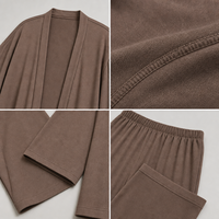 Ensemble pantalon et cardigan musulman OEM pour femme, Abaya ouverte, cardigan long superposé, couvrance intégrale, marque privée, vente en gros