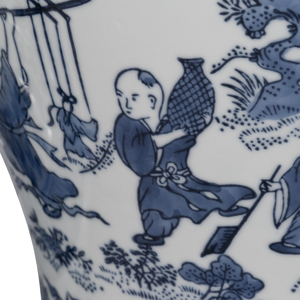 Vaso decorativo in ceramica con coperchio in porcellana blu e bianca per la decorazione di casa, ufficio e tavolo - Product Image 5