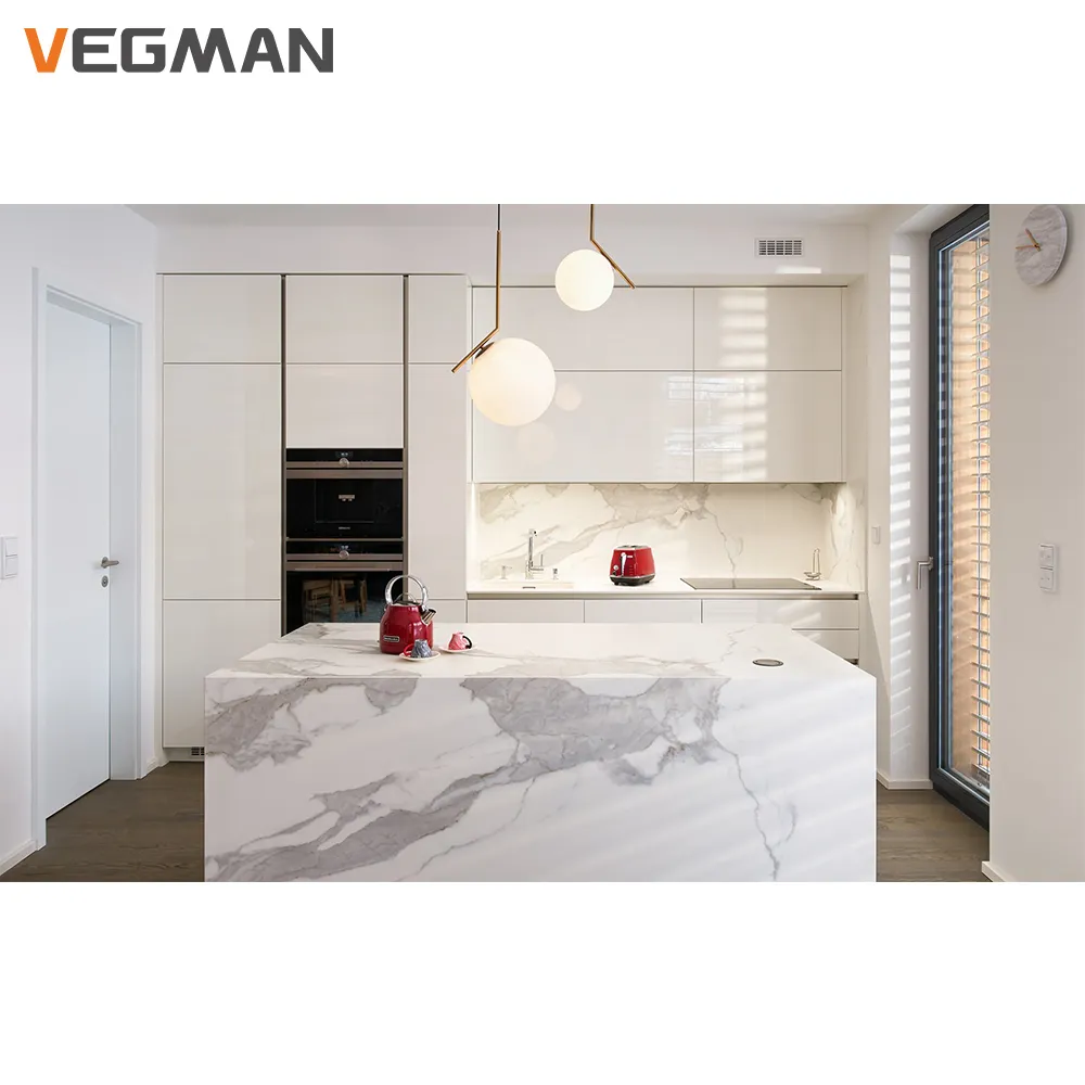 Modern Designs I Shape High Gloss White Lacquer Modular Kitchen Cabinets