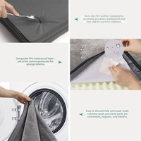 Tapis de lit réversible pour chien avec surface en flanelle et PVC, rembourrage en mousse, housse amovible et lavable, résistant à l'eau et aux morsures, toutes saisons
