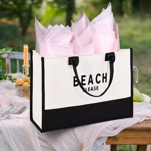 Vente en gros de sac fourre-tout en toile écologique de grande capacité avec logo personnalisé pour femmes sac cadeau de week-end en coton pour le shopping et la promotion - Product Image 5