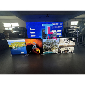 Portable 8ft Step SEG <b>Display</b> <b>Table</b> Custom Logo Aluminum Structure Frameless LED Luminous Showcase Counter Trade Shows Tension - Product Image 4