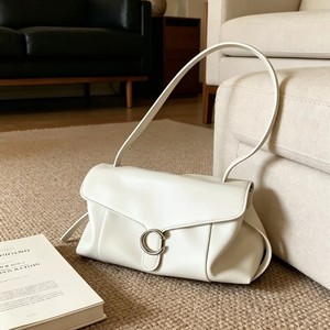 White Leather C Ring Clutch Bag Women Minimalist Single Shoulder Crossbody Summer 2026 - Product Image 4