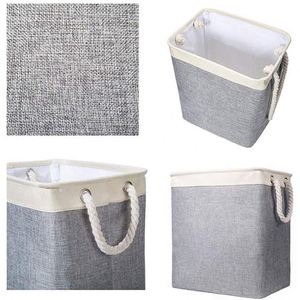 Foldable Linen Cotton Rope Laundry Basket Large Capacity <b>Storage</b> Hamper Long Handle Bedroom Organizer - Product Image 2