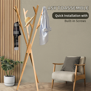 ชั้นวางเสื้อโค้ทไม้ทนทานพร้อมตะขอ8อันสำหรับใส่หมวกเสื้อโค้ทผ้าพันคอกระเป๋าถือเสื้อผ้าสำหรับห้องนอนสำนักงาน - Product Image 5