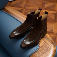 Bottes Chelsea classiques noires pour hommes en cuir véritable, à enfiler, bout pointu, semelle extérieure en caoutchouc, décontractées, vente en gros, logo personnalisé OEM