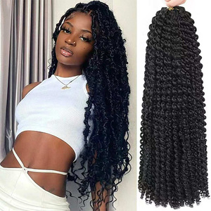 Tresses au crochet Passion Twist 1B, cheveux synthétiques longs bouclés, résistants à la chaleur, mèches simples - Product Image 1