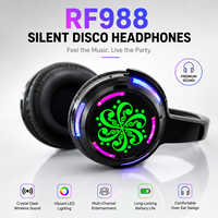 Système de disco silencieux LED Plug-and-Buy, 3 canaux, émetteurs et casques, casques supra-auriculaires pour soirée silencieuse, mode son immersif