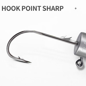 Cabeza de Jig de Pesca de Agua Salada de Gran Resistencia con Anzuelo para Pesca de Lubina, Señuelo Flotante de Camarón, Cebo Artificial Negro - Product Image 3