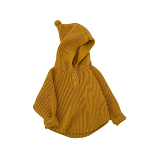 <span class=keywords><strong>Pull</strong></span> à capuche pour enfants, garçons et filles, automne-hiver, épais, chaud, couleur unie, tricoté - Product Image 5