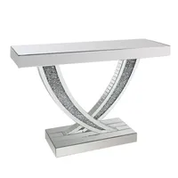 Table console miroir pour salon, mobilier moderne pour la maison, en verre argenté brillant effet diamant broyé, 30 pièces, paiement T/T