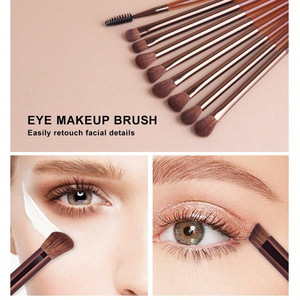 Ensemble de 13 pinceaux de maquillage marron avec étui en cuir PU, pinceaux professionnels à long manche <span class=keywords><strong>pour</strong></span> fond de teint et fard à paupières, logo personnalisé - Product Image 3