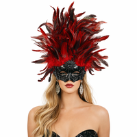 Demi-masque en plumes réglable pour cosplay, plumes légères (thème anime/fantasy), fête à thème vintage, élégant et mystérieux