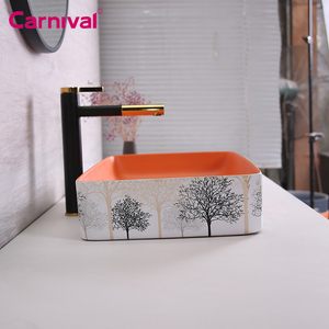 Nessun foro in ceramica di buona qualità rettangolo stampa a colori elegante lavabo in ceramica da <span class=keywords><strong>bagno</strong></span> - Product Image 4