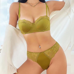 High Quality Ladies Lingerie <b>Set</b> <b>Sexy</b> Satin Lace Lingerie Plus Size <b>Bra</b> <b>Set</b> <b>Bra</b> & Briefs <b>Set</b> - Product Image 1