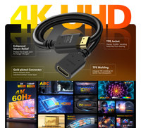 Cable Extensor HDMI 4K de Alta Velocidad 2.0b 18Gbps Macho a Hembra 4K HDR ARC HDCP 2.2, Cable de Extensión Flexible de TPE para PS5 Roku